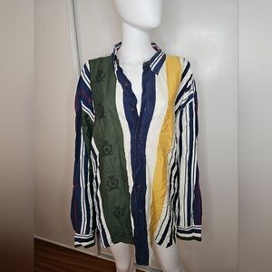 90s Y2k Chaps Ralph Lauren XLarge Adult Multicolor Striped Long Sleeve Men's
